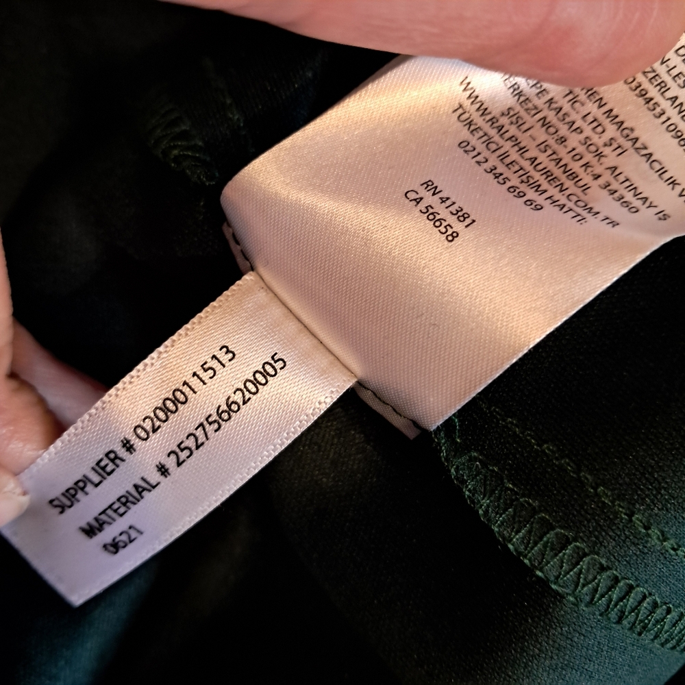 Ralph Lauren Women Dark Fern Green Velvet V Neck Knee Length Dress Size 16W - Picture 10 of 10